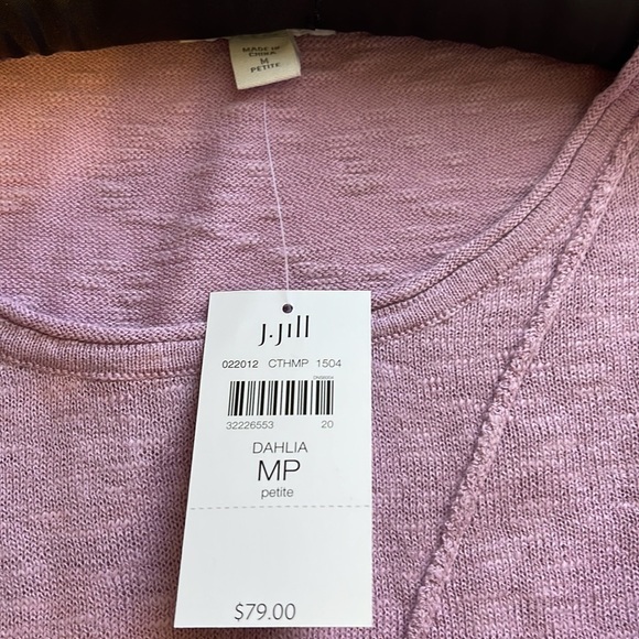 J. Jill Tops Pure Jill Linen Asymmetrical Hem Top Color Purple Size: MP - Picture 8 of 8